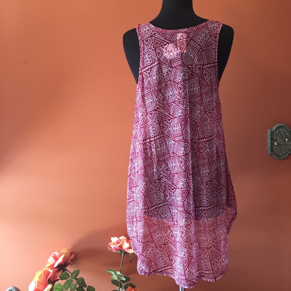 ➕ Aztec Print Mesh High-Low Tunic Coverup - Picture 3 of 3